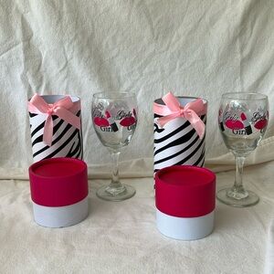 Lot Of 2 Wedding/Bachelorette Party/Girls Trip/Celebrate- Novelty Wine Glasses